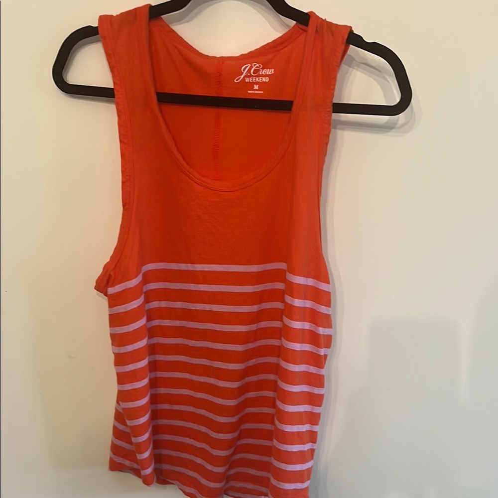 J. Crew Orange and White Striped Tank Top